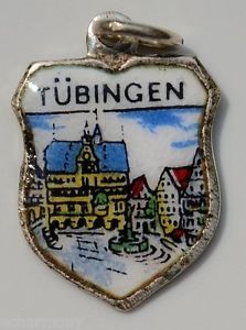 Tubingen GERMANY Town Hall Vintage Silver Enamel Travel Shield Charm